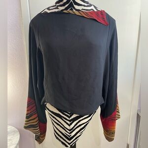Vintage Mark Thomas Black and Red Animal print Women's Top